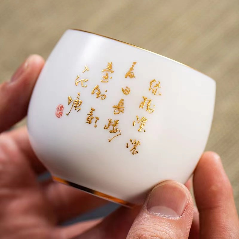 Master Collection---A hand-painted Qinglian gold and pure hand-gilt cupTea cup(M496)