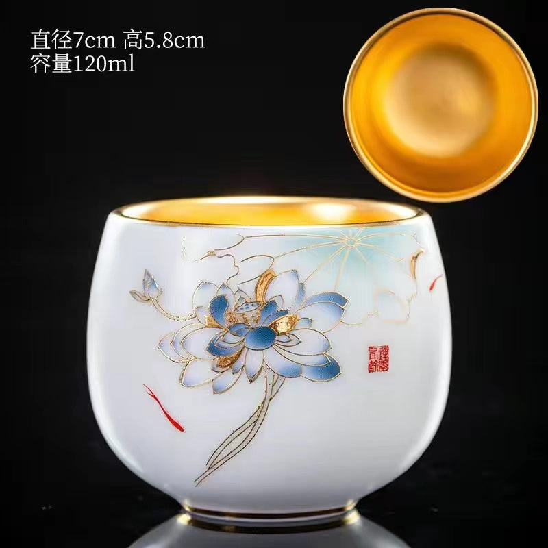 Master Collection---A hand-painted Qinglian gold and pure hand-gilt cupTea cup(M496)