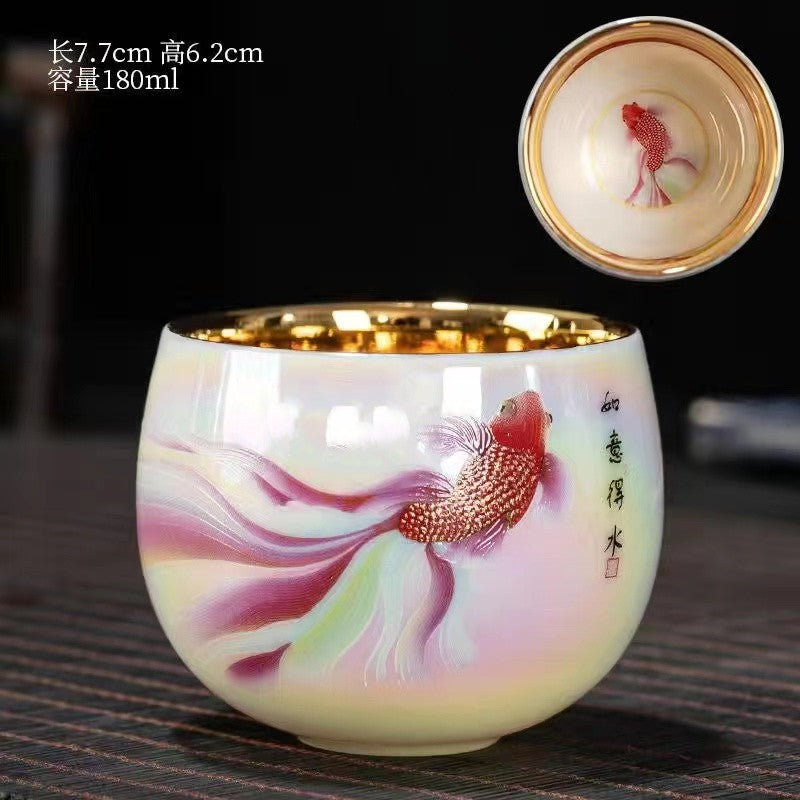 Master Collection---Hand-painted koi master handmade Tea cup(M495)