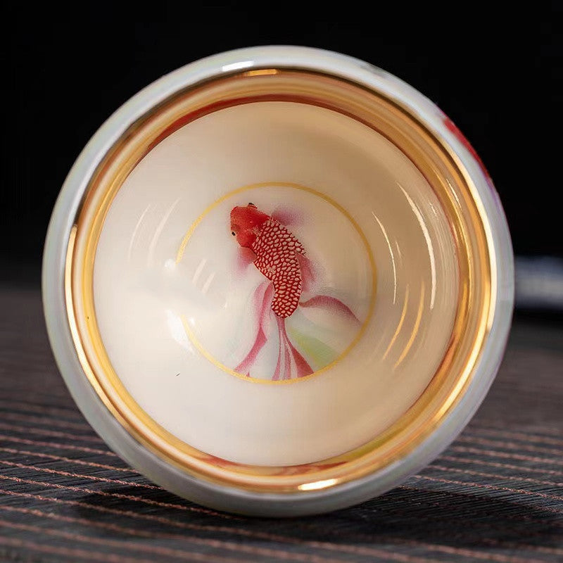 Master Collection---Hand-painted koi master handmade Tea cup(M495)