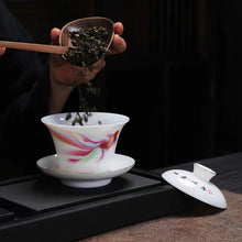 Load image into Gallery viewer, Dehua fine white porcelain gold-coloured goldfish tea bowl
