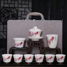 Load image into Gallery viewer, Dehua fine white porcelain gold-coloured goldfish tea bowl
