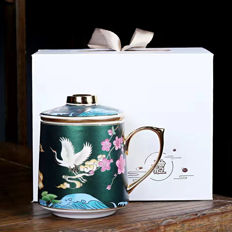 Crane handmade mug