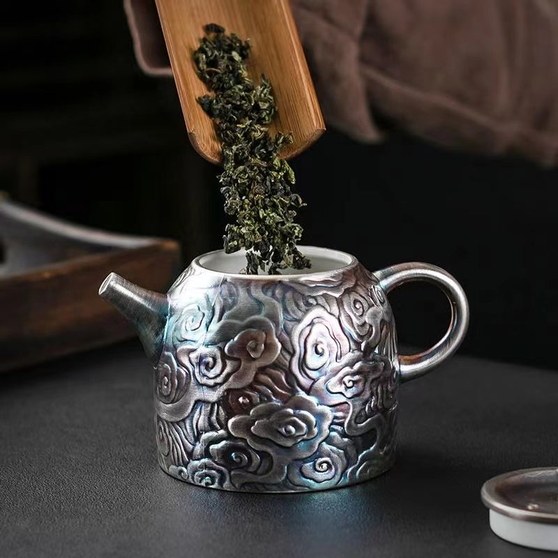 Master Collection---Silver auspicious clouds Teapot(M497)