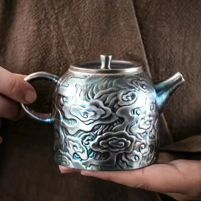 Master Collection---Silver auspicious clouds Teapot(M497)