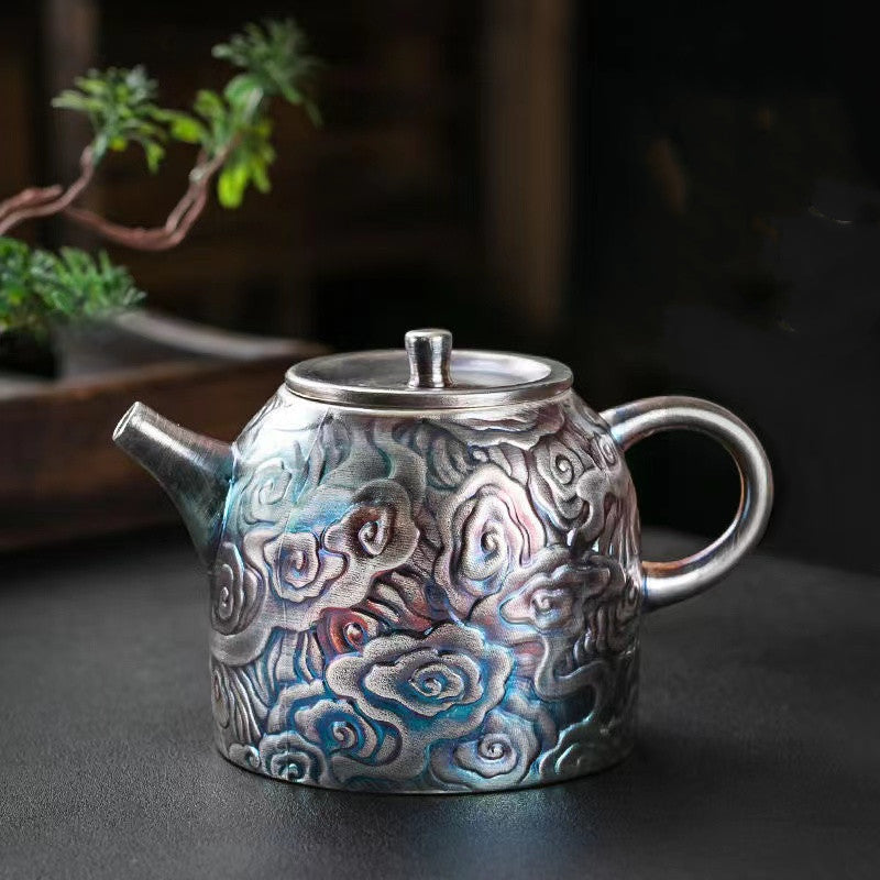 Master Collection---Silver auspicious clouds Teapot(M497)