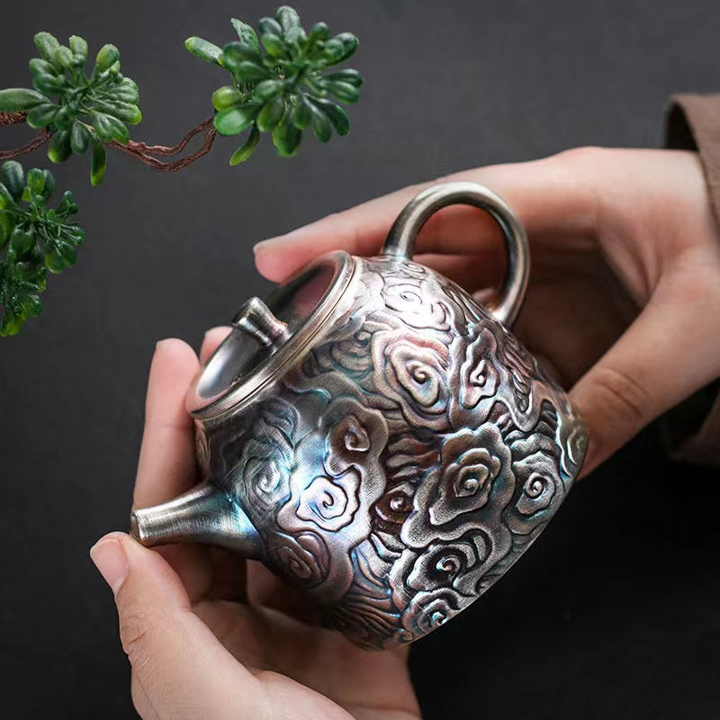 Master Collection---Silver auspicious clouds Teapot(M497)