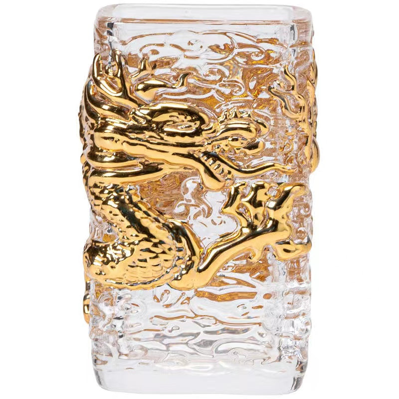 Liuli tea cup Golden auspicious dragon cup Tea cup