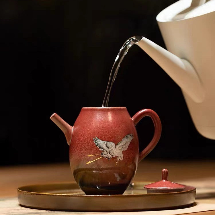 A cinnabar red-glazed teapot, Ruihexiang teapot