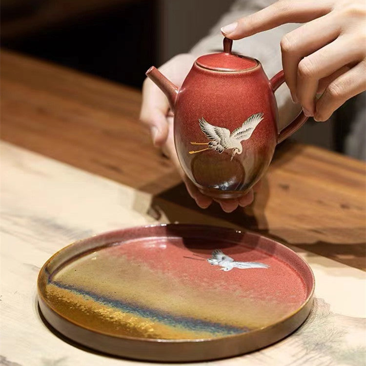 A cinnabar red-glazed teapot, Ruihexiang teapot