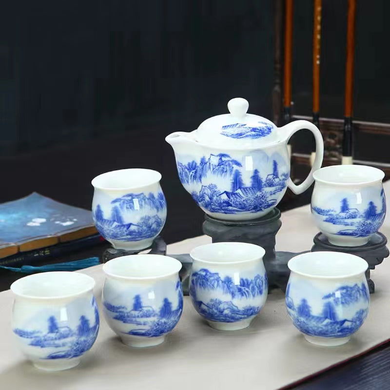 Ceramic set of teacups and teapots