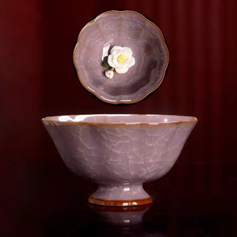 Ice Flower Hand Pinched Ceramic Ice Cracked Handmade Tea Cup