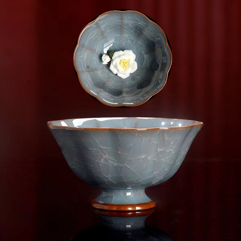 Ice Flower Hand Pinched Ceramic Ice Cracked Handmade Tea Cup