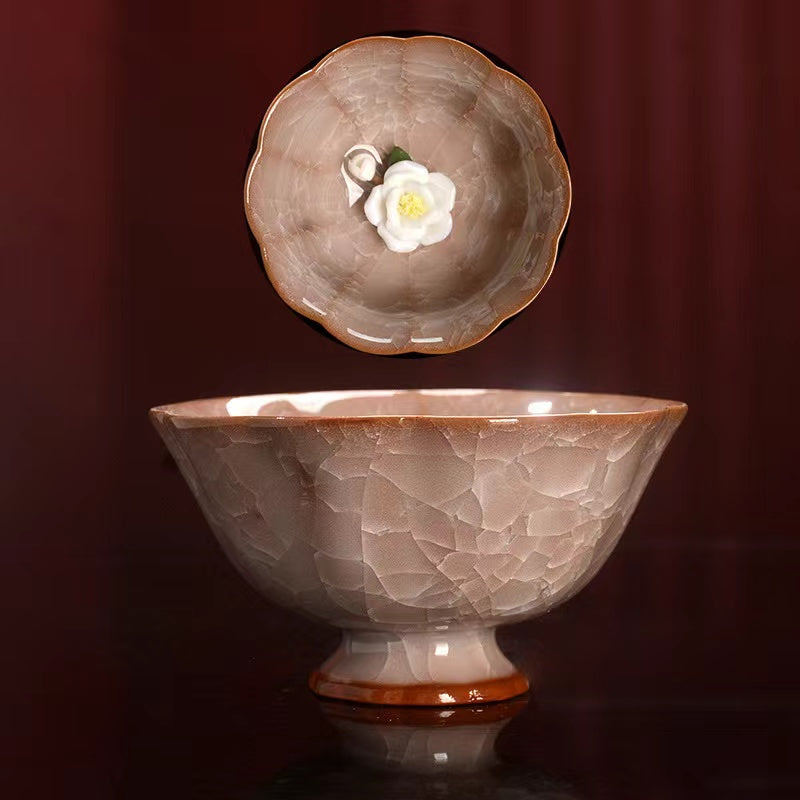 Ice Flower Hand Pinched Ceramic Ice Cracked Handmade Tea Cup