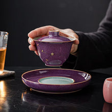 Load image into Gallery viewer, Ancient style purple jun kiln covered Tea cup Gaiwan
