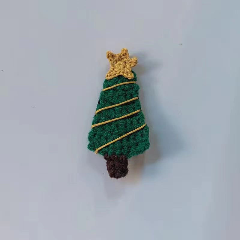 Vintage Christmas tree hair clip hand embroidered woolen hair ornament