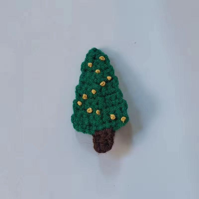 Vintage Christmas tree hair clip hand embroidered woolen hair ornament