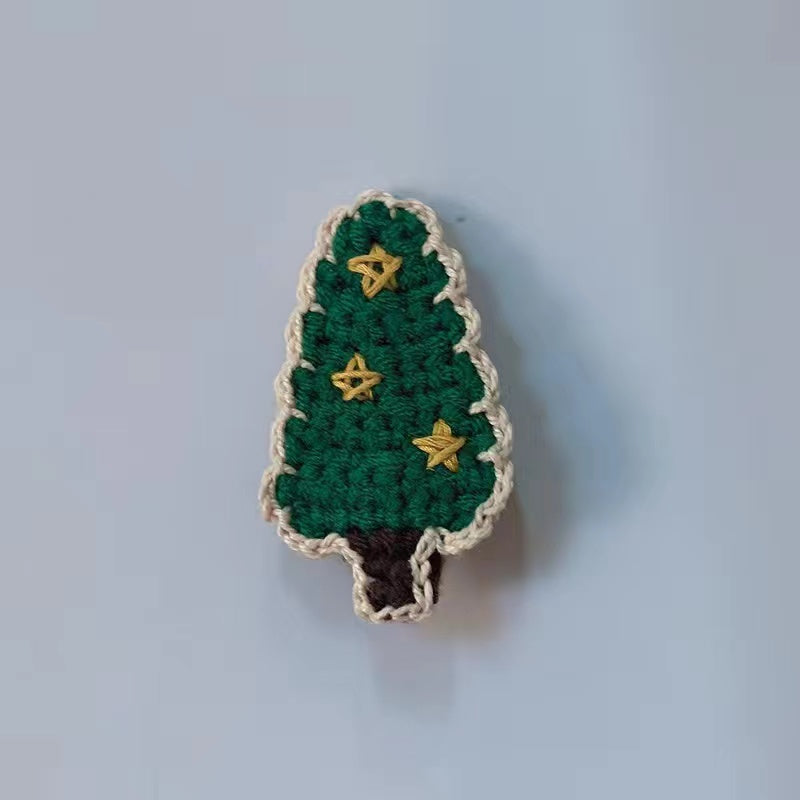 Vintage Christmas tree hair clip hand embroidered woolen hair ornament