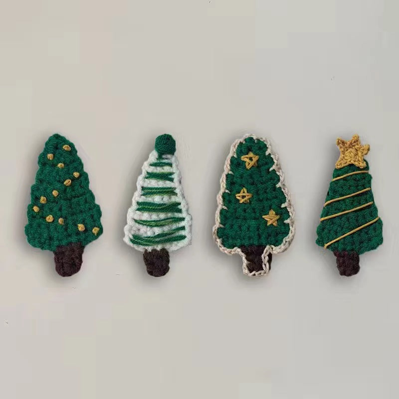 Vintage Christmas tree hair clip hand embroidered woolen hair ornament