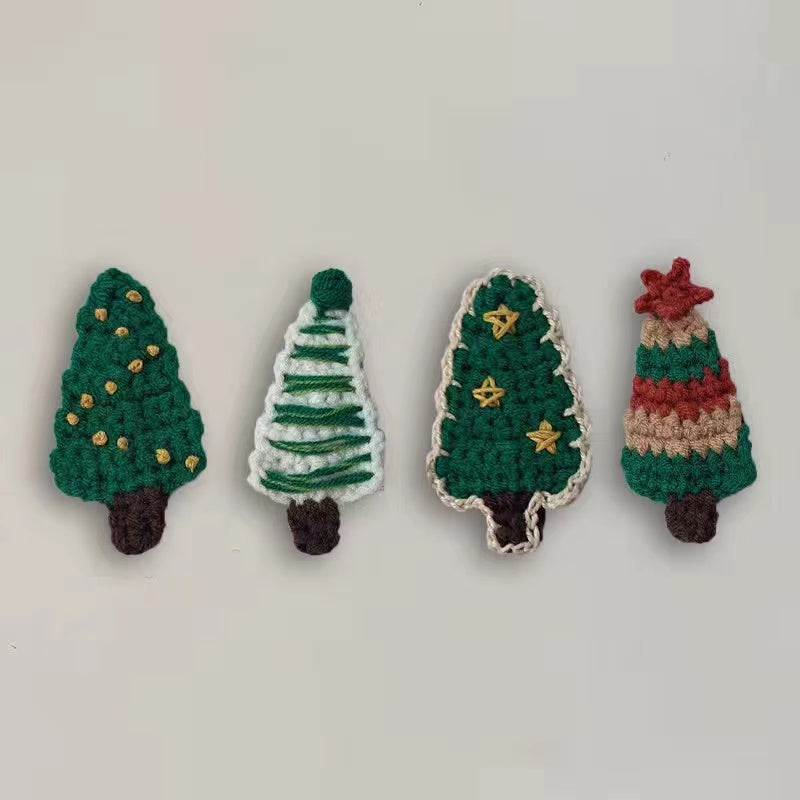 Vintage Christmas tree hair clip hand embroidered woolen hair ornament