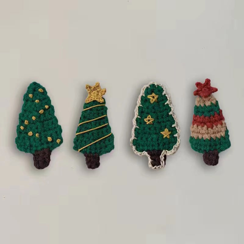 Vintage Christmas tree hair clip hand embroidered woolen hair ornament