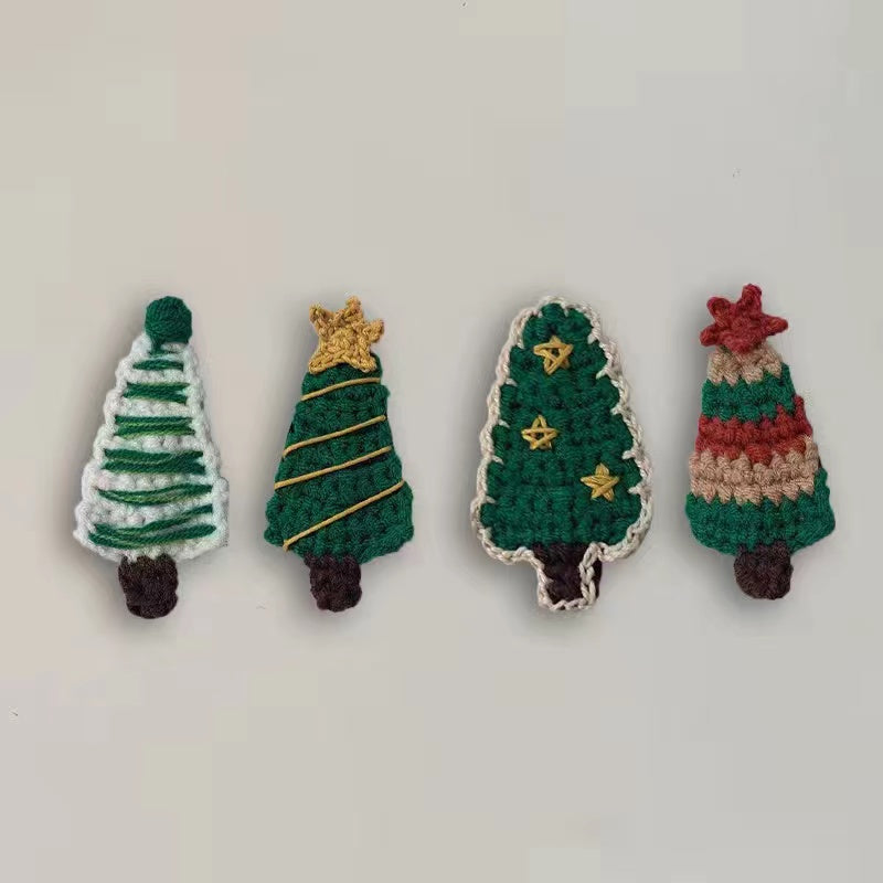 Vintage Christmas tree hair clip hand embroidered woolen hair ornament