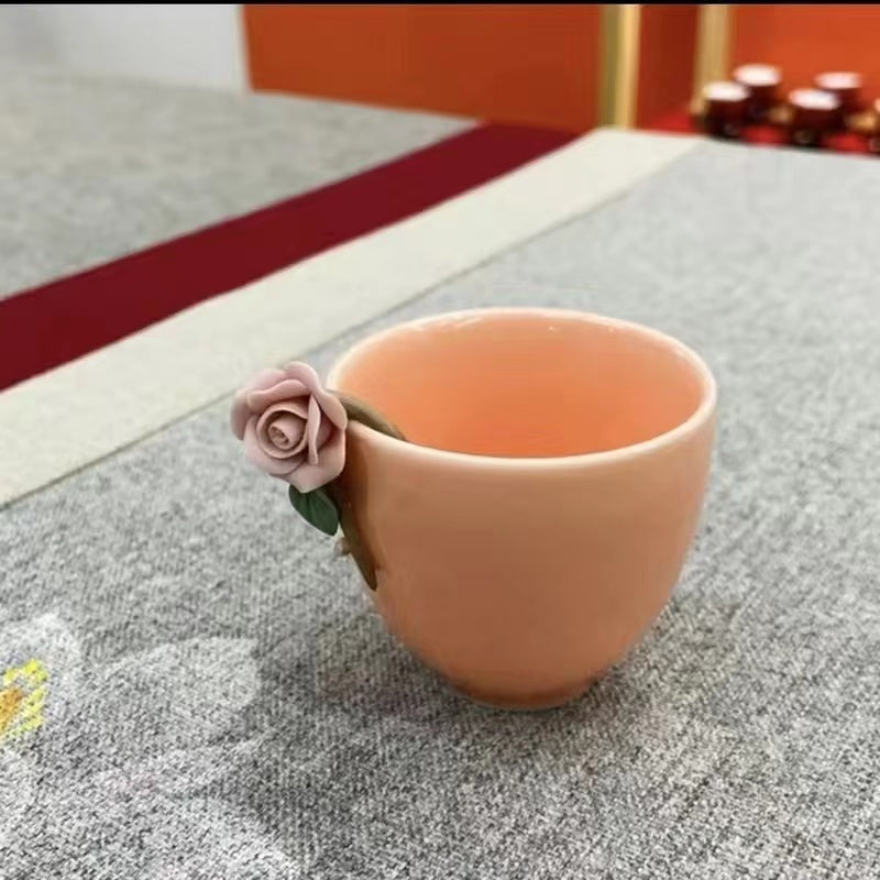 Ceramic Hand Pinched Rose Hanging Mug