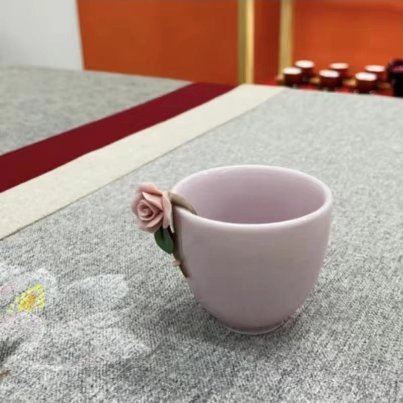 Ceramic Hand Pinched Rose Hanging Mug