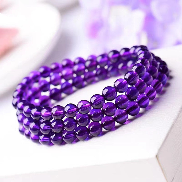 Crystal Bracelet Violet Deep Amethyst Multi-Layers