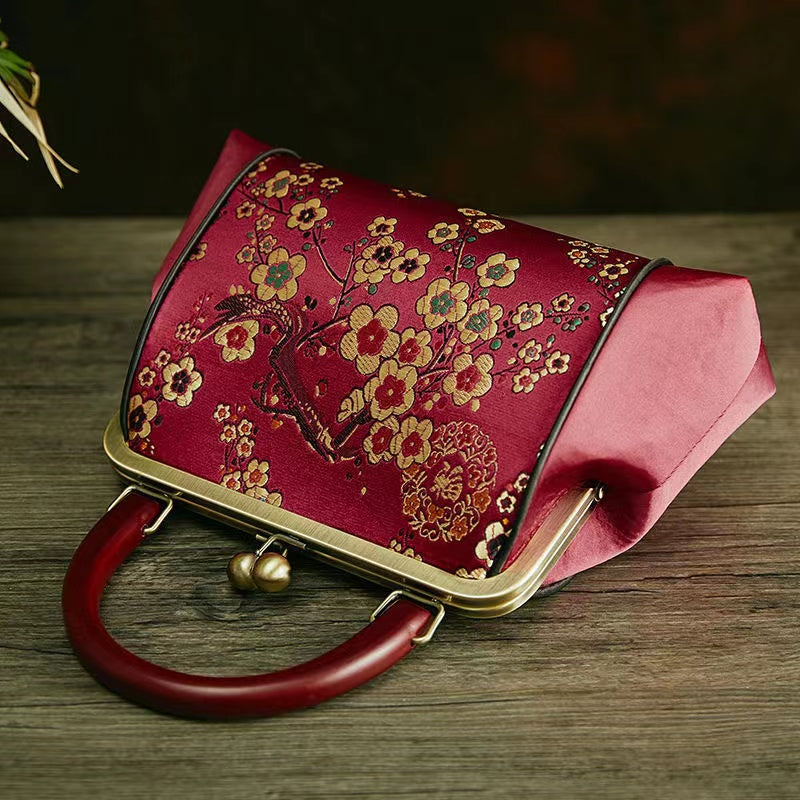 Handmade embroidered vintage small square bag