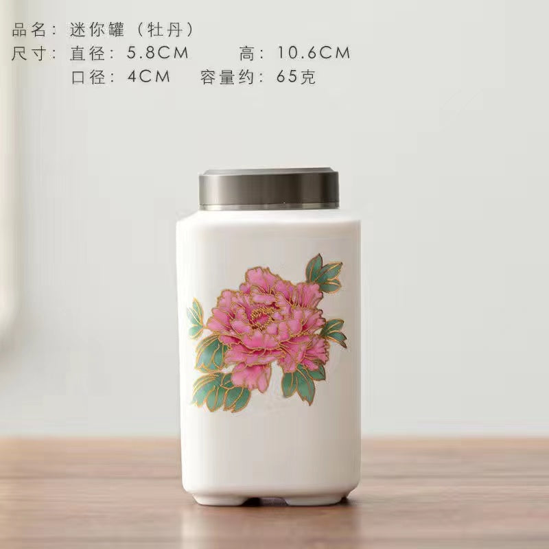 Handmade Peony Tea Jar