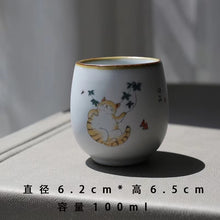 Load image into Gallery viewer, Handmade cat painting Teacup
