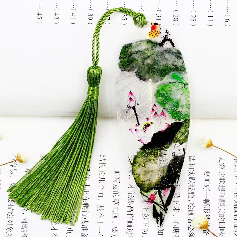 Openwork leaf lotus vein bookmark