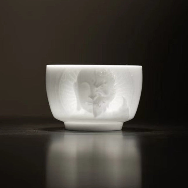 Dehua icy jade porcelain hand-embossed white porcelain Tea Cup