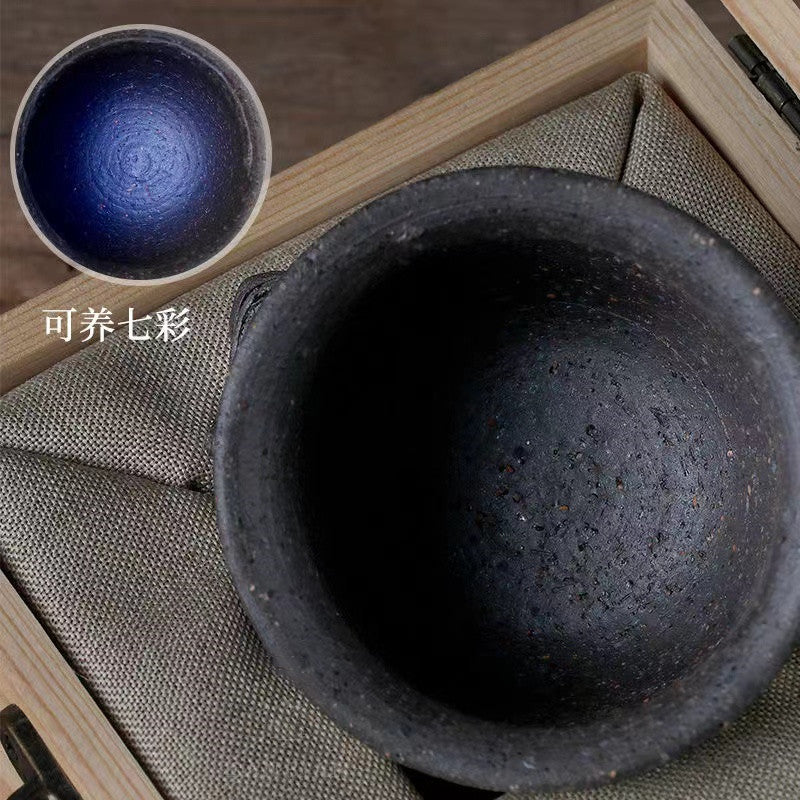 Master Collection---Taiwan old rock clay wood fired vintage Rock Flower Tea cup(M513)