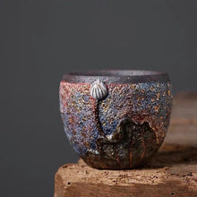 Load image into Gallery viewer, Master Collection---Taiwan old rock clay wood fired vintage Rock Flower Tea cup(M513)
