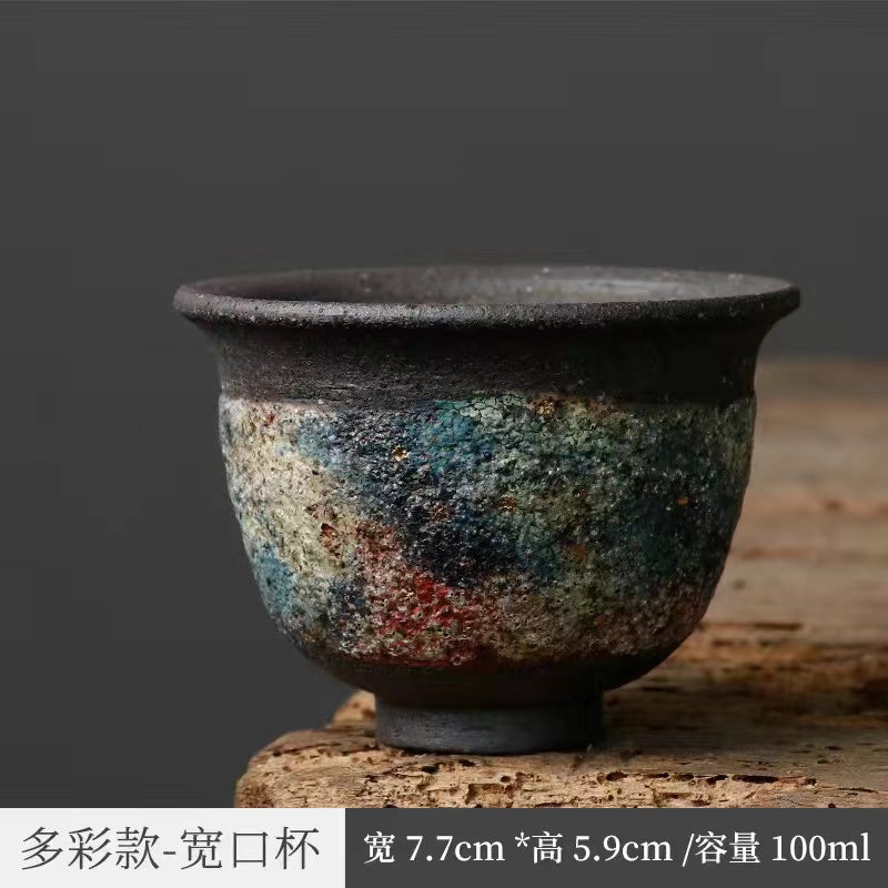 Master Collection---Taiwan old rock clay wood fired vintage Rock Flower Tea cup(M513)