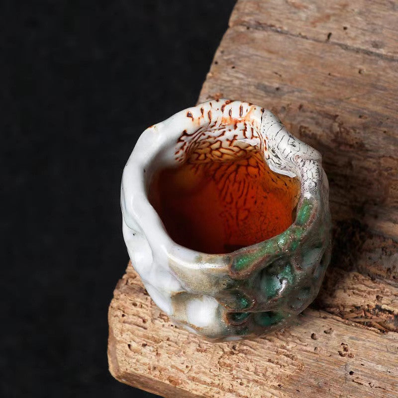 Master Collection---Shino-yaki Pure Handmade Shino Nourishable Tricolor Tea Cup(M514)