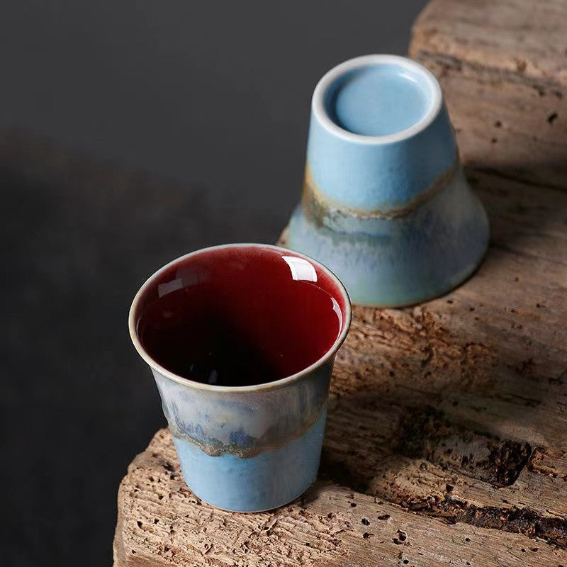 Master Collection---A purely handmade kiln-glazed abstract landscape teacup from Jingdezhen(M515)