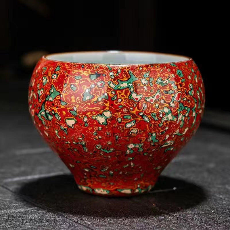 Master Collection---Daqi High quality palace hand lacquered red ceramic kung fu Tea cup(M519)