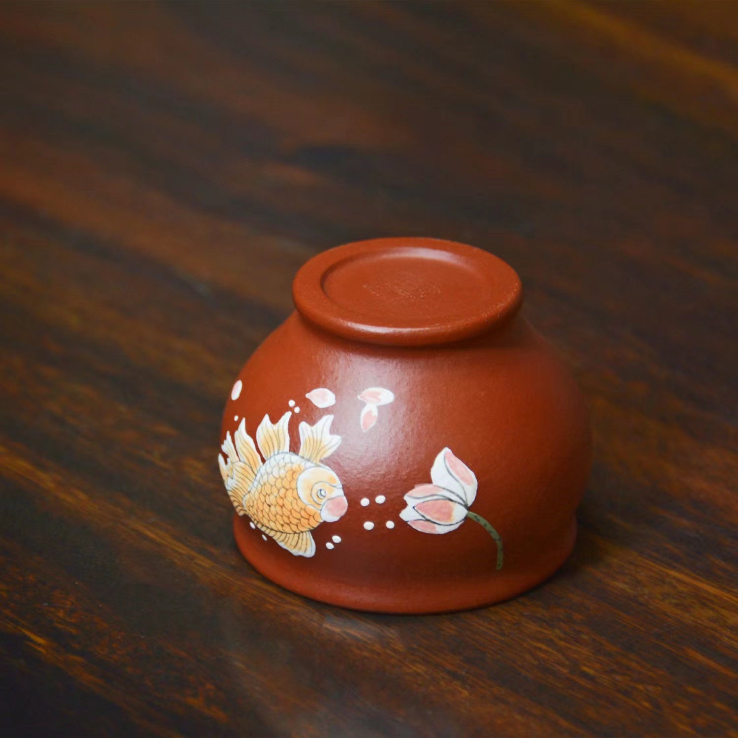 Yixing zisha hand-painted goldfish teacup