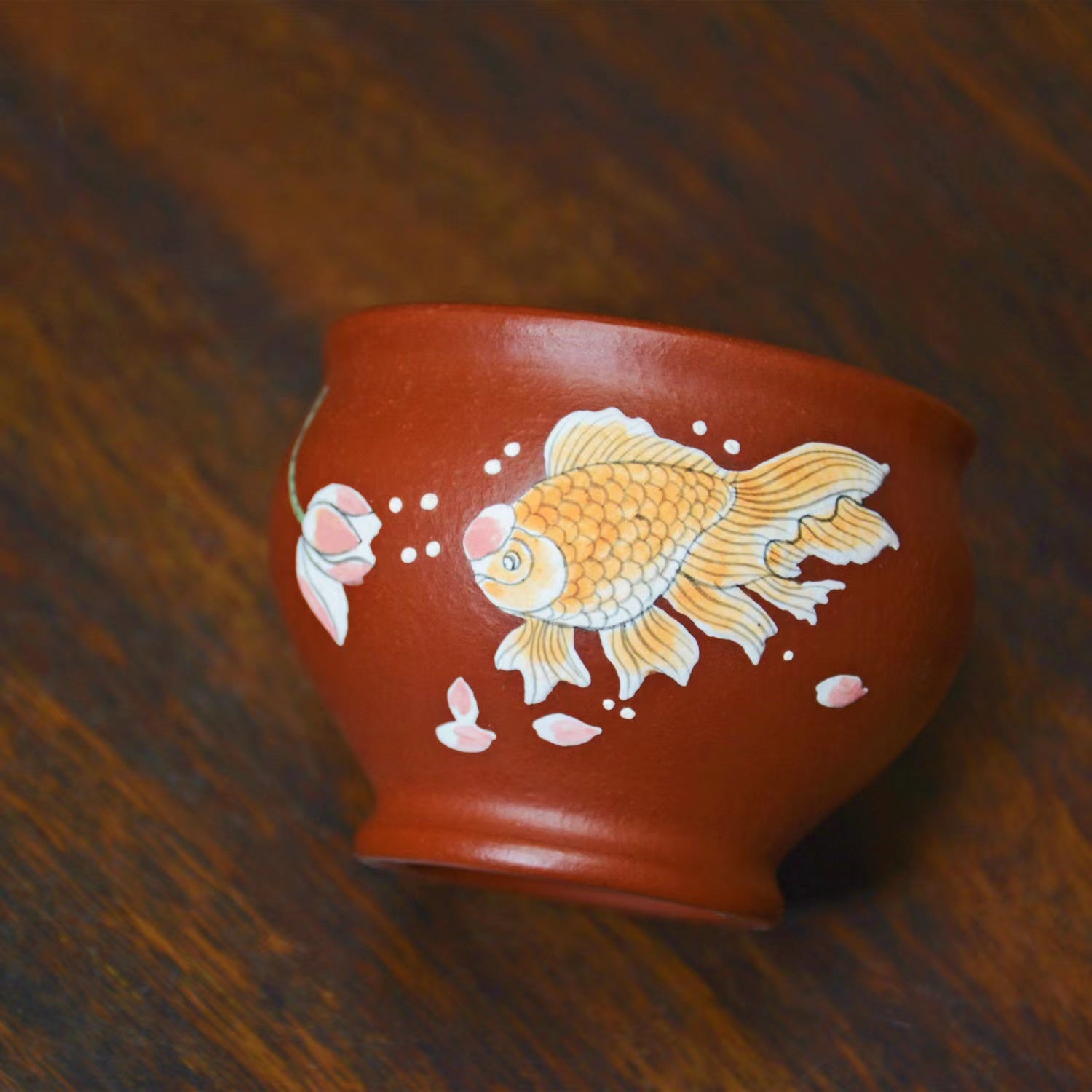 Yixing zisha hand-painted goldfish teacup