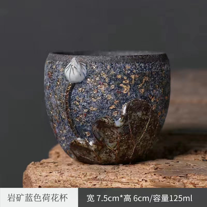 Master Collection---Taiwan old rock clay wood fired vintage Rock Flower Tea cup(M513)