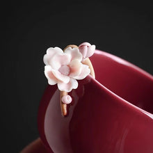 Load image into Gallery viewer, Red hand-kneaded floral Teacup
