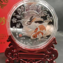 Load image into Gallery viewer, 1000g silver plated zodiac medallion jade rabbit one kilo commemorative medallion gift
