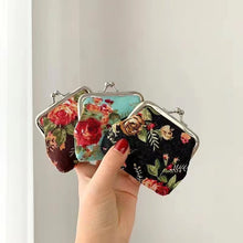 Load image into Gallery viewer, BEMY Dompet Koin Kanvas Mini Vintage Dicetak Dompet Mawar
