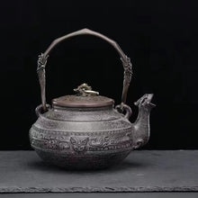 Load image into Gallery viewer, Purely handmade embossed old iron kettle
