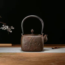 Load image into Gallery viewer, Purely handmade embossed old iron kettle
