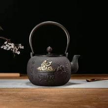 Load image into Gallery viewer, Purely handmade embossed old iron kettle
