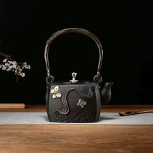 Load image into Gallery viewer, Purely handmade embossed old iron kettle
